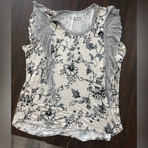 Cato Blue and Cream Patterned Top